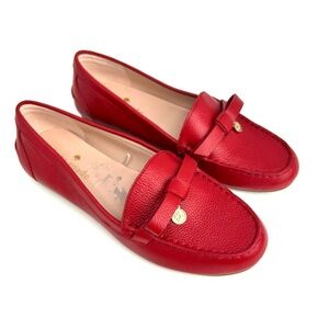 NEW Kate Spade Desi Red Leather Loafers Women’s shoes size  6.5B bow slip On